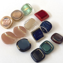 ボタン レトロ 四角 スクエア ベージュ グリーン ブルー レッド 18mm～19mm 13個セット eu-127 2枚目の画像