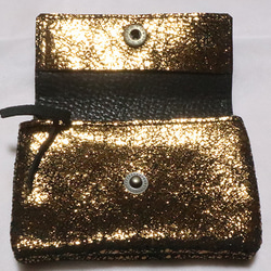 キラキラ本革のコンパクトな革財布一点ものセール価格/kira 3枚目の画像