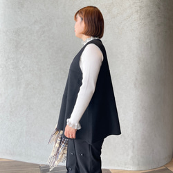 ウール リバーシブルジレ 通勤やフォーマル 着痩せ体型カバーゆったり上品ベスト 黒【フリー】KMC-773 055995 5枚目の画像
