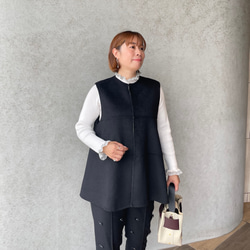ウール リバーシブルジレ 通勤やフォーマル 着痩せ体型カバーゆったり上品ベスト 黒【フリー】KMC-773 055995 9枚目の画像