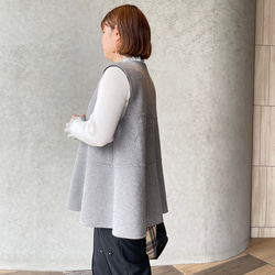 ウール リバーシブルジレ 通勤やフォーマル 着痩せ体型カバーゆったり上品ベスト 黒【フリー】KMC-773 055995 6枚目の画像