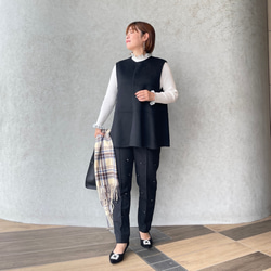 ウール リバーシブルジレ 通勤やフォーマル 着痩せ体型カバーゆったり上品ベスト 黒【フリー】KMC-773 055995 8枚目の画像