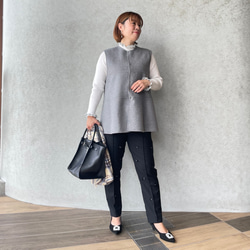 ウール リバーシブルジレ 通勤やフォーマル 着痩せ体型カバーゆったり上品ベスト 黒【フリー】KMC-773 055995 10枚目の画像