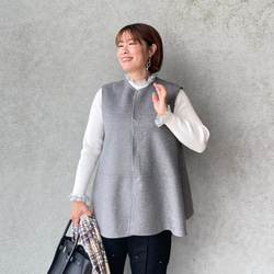 ウール リバーシブルジレ 通勤やフォーマル 着痩せ体型カバーゆったり上品ベスト 黒【フリー】KMC-773 055995 3枚目の画像