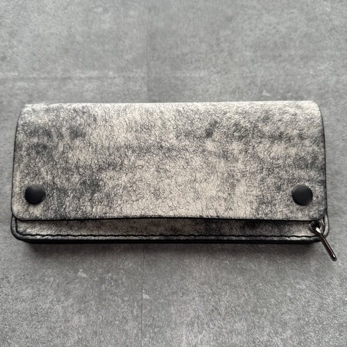 経年変化が楽しめる 三層タイプ トラッカーウォレット 長財布 ブラック