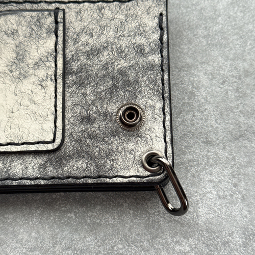 経年変化が楽しめる 三層タイプ トラッカーウォレット 長財布 ブラック  