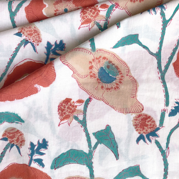 インド ブロックプリント生地 ミニカットクロス10枚セットvol.020暖色系 ファブリック はぎれ IF0355 5枚目の画像