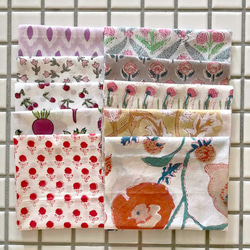 インド ブロックプリント生地 ミニカットクロス10枚セットvol.020暖色系 ファブリック はぎれ IF0355 2枚目の画像