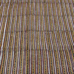 【50cm単位】イエローブラウンストライプバグルー染め　インド　ハンドブロックプリント生地  コットン 4枚目の画像