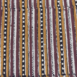 【50cm単位】イエローブラウンストライプバグルー染め　インド　ハンドブロックプリント生地  コットン 2枚目の画像