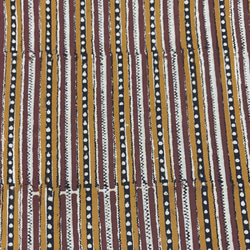 【50cm単位】イエローブラウンストライプバグルー染め　インド　ハンドブロックプリント生地  コットン 3枚目の画像