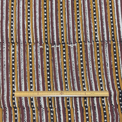 【50cm単位】イエローブラウンストライプバグルー染め　インド　ハンドブロックプリント生地  コットン 6枚目の画像