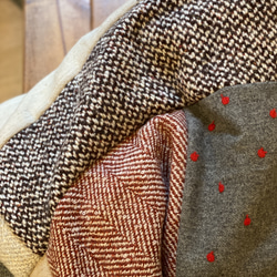 大判＊ウールパッチワークブランケット　RD 4枚目の画像