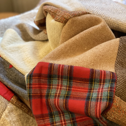 大判＊ウールパッチワークブランケット　RD 1枚目の画像