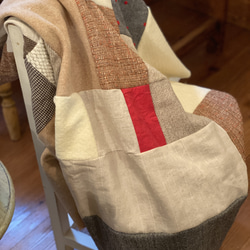 大判＊ウールパッチワークブランケット　RD 2枚目の画像