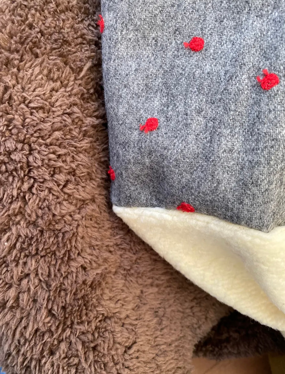 大判＊ウールパッチワークブランケット　RD 7枚目の画像