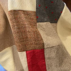 大判＊ウールパッチワークブランケット　RD 5枚目の画像