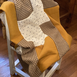 大判＊ウールパッチワークブランケット　　bw 3枚目の画像