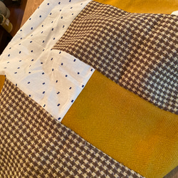 大判＊ウールパッチワークブランケット　　bw 4枚目の画像