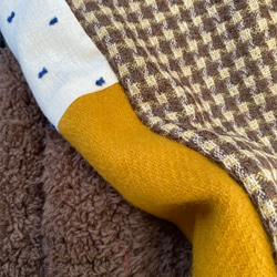 大判＊ウールパッチワークブランケット　　bw 6枚目の画像