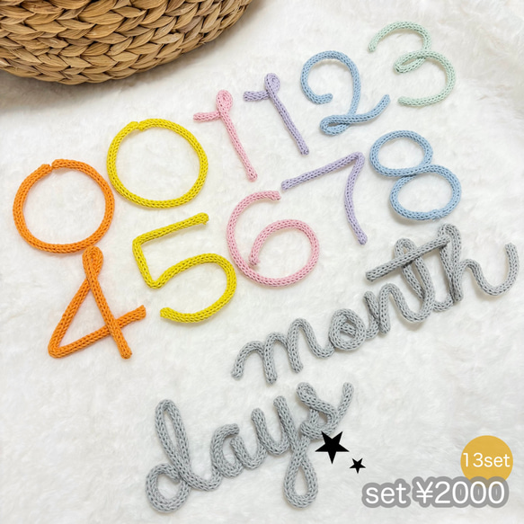 セット販売　月齢フォト　マンスリーフォト　ウールレター 1枚目の画像