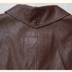 格好よく羽織るエコレザーのスプリングコート　ウエストベルト【春秋】ブラウン 17枚目の画像