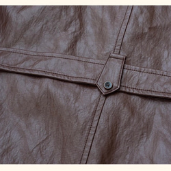 格好よく羽織るエコレザーのスプリングコート　ウエストベルト【春秋】ブラウン 18枚目の画像