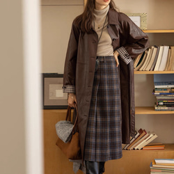 格好よく羽織るエコレザーのスプリングコート　ウエストベルト【春秋】ブラウン 14枚目の画像