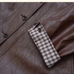 格好よく羽織るエコレザーのスプリングコート　ウエストベルト【春秋】ブラウン 20枚目の画像