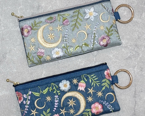 インド刺繍リボン ペンケース 化粧ポーチ 筆箱 ペンポーチ ペンケース