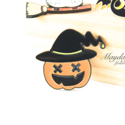 『宵闇のハロウィン〜愉快なハロウィン仲間たちのブローチ（選べる：ふくろう・かぼちゃ・こうもり）』 4枚目の画像