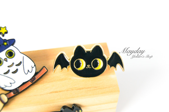 『宵闇のハロウィン〜愉快なハロウィン仲間たちのブローチ（選べる：ふくろう・かぼちゃ・こうもり）』 6枚目の画像
