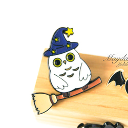 『宵闇のハロウィン〜愉快なハロウィン仲間たちのブローチ（選べる：ふくろう・かぼちゃ・こうもり）』 5枚目の画像