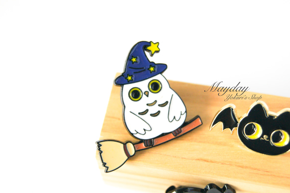 『宵闇のハロウィン〜愉快なハロウィン仲間たちのブローチ（選べる：ふくろう・かぼちゃ・こうもり）』 5枚目の画像