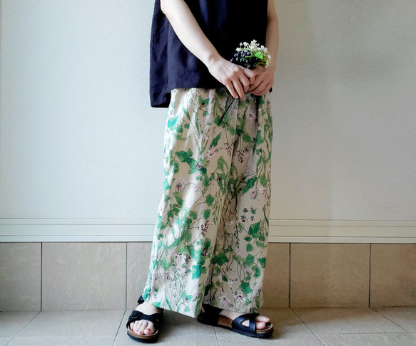 【秋新作数量限定】千鳥格子♡穿くだけでコーデがきまるゆったりした遠州リネンパンツ　丈&ポケット選！ゴム　セットアップも 20枚目の画像