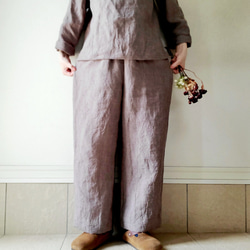 【秋新作数量限定】千鳥格子♡穿くだけでコーデがきまるゆったりした遠州リネンパンツ　丈&ポケット選！ゴム　セットアップも 17枚目の画像