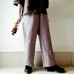 【秋新作数量限定】千鳥格子♡穿くだけでコーデがきまるゆったりした遠州リネンパンツ　丈&ポケット選！ゴム　セットアップも 13枚目の画像