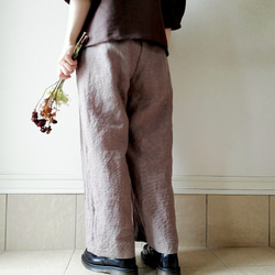 【秋新作数量限定】千鳥格子♡穿くだけでコーデがきまるゆったりした遠州リネンパンツ　丈&ポケット選！ゴム　セットアップも 12枚目の画像