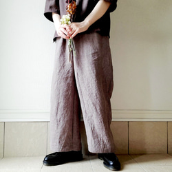 【秋新作数量限定】千鳥格子♡穿くだけでコーデがきまるゆったりした遠州リネンパンツ　丈&ポケット選！ゴム　セットアップも 8枚目の画像