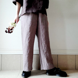 【秋新作数量限定】千鳥格子♡穿くだけでコーデがきまるゆったりした遠州リネンパンツ　丈&ポケット選！ゴム　セットアップも 7枚目の画像