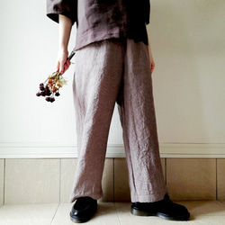 【秋新作数量限定】千鳥格子♡穿くだけでコーデがきまるゆったりした遠州リネンパンツ　丈&ポケット選！ゴム　セットアップも 9枚目の画像