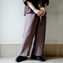 【秋新作数量限定】千鳥格子♡穿くだけでコーデがきまるゆったりした遠州リネンパンツ　丈&ポケット選！ゴム　セットアップも 15枚目の画像