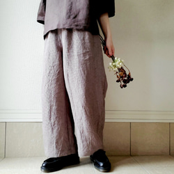 【秋新作数量限定】千鳥格子♡穿くだけでコーデがきまるゆったりした遠州リネンパンツ　丈&ポケット選！ゴム　セットアップも 16枚目の画像