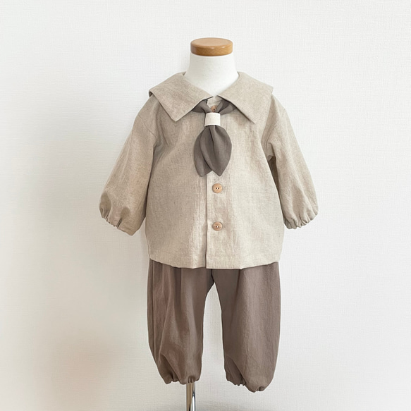 3点セット｜セーラーコーデ(ナチュラル)｜80サイズ 90サイズ 100サイズ ベビー 男の子 女の子 1枚目の画像