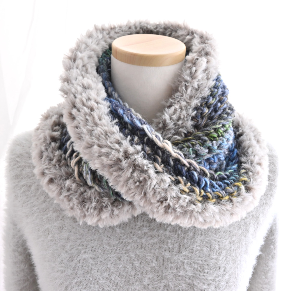 【３日以内に発送！】 ふわふわ クロス ネックウォーマー ⛄カラフルグレー⛄ 5,304円