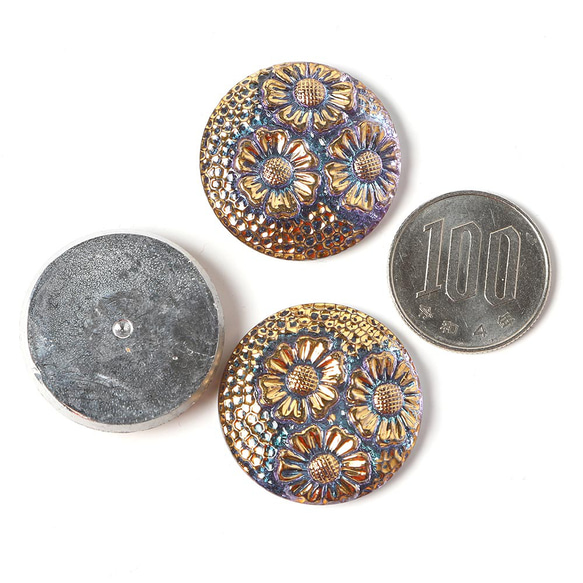 チェコガラス・カボション ひなぎく 2.7cm ヴィトレイル 3枚目の画像