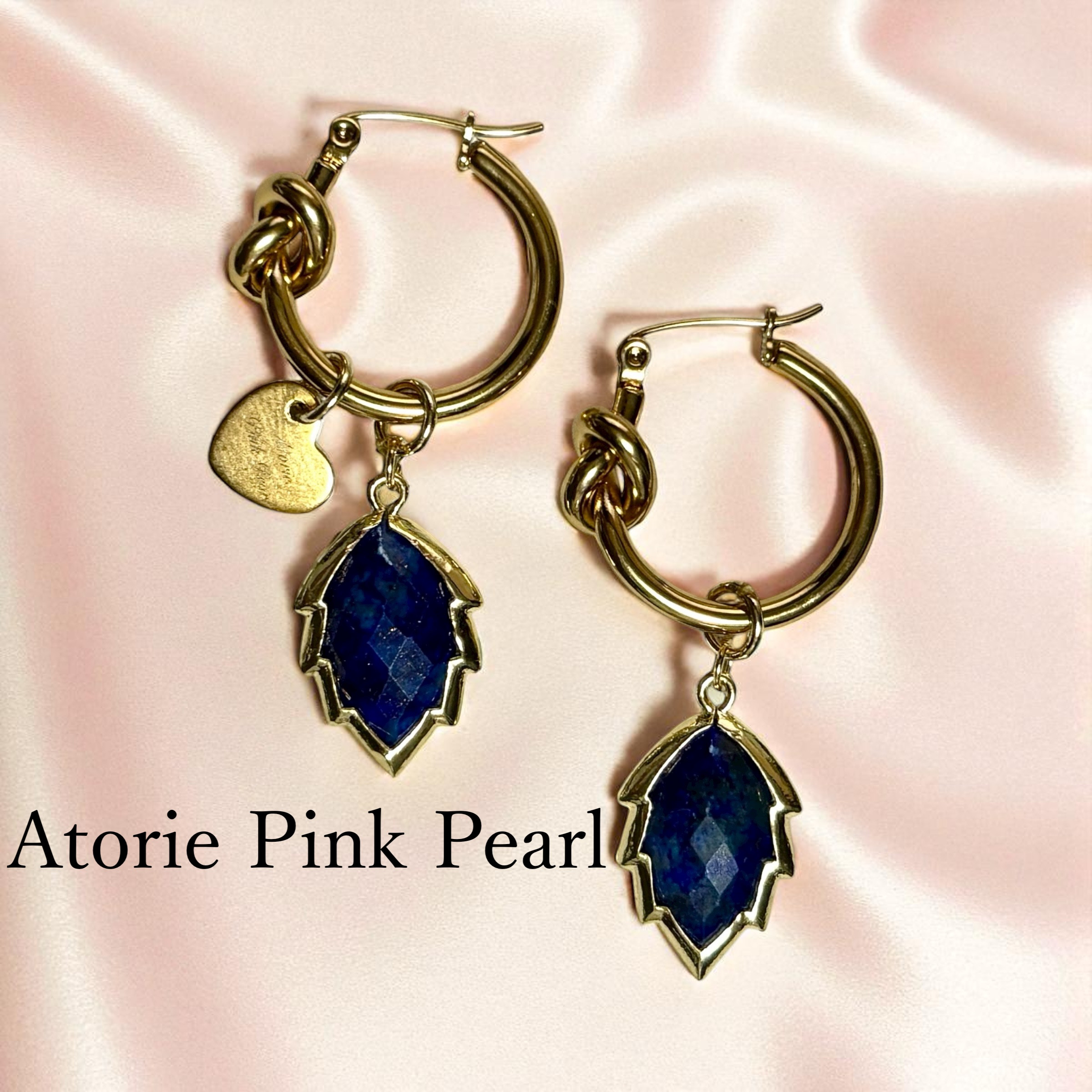 ✨ラピスラズリリーフ＆ノットフープピアス✨
