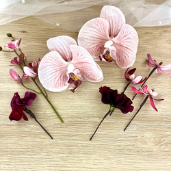 〈送料無料〉⌘バーガンディ⌘胡蝶蘭とオーキッドの髪飾り 結婚式 成人式 卒業式 和装 2枚目の画像