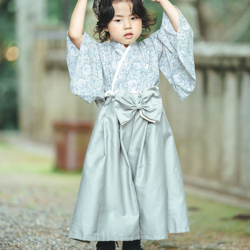 キッズ袴 ウィリアムモリス✖️袴 ブルーグレー 子供服 kanakota 通販