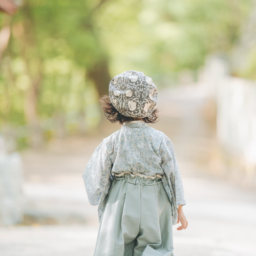 キッズ袴 ウィリアムモリス✖️袴 ブルーグレー 子供服 kanakota 通販